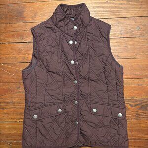 XS Eddie Bauer Burgundy Snap Button Vest with Double Vented Flap on Back